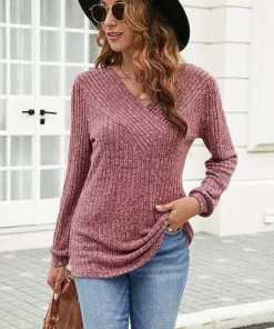 Cs6qWomen Autumn and Winter New Trendy V Neck Solid Knitted Loose Look Thinner Casual Plus Size