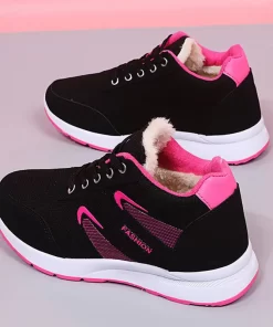 FYksPlatform Sneakers Winter Women Warm Plush Mesh shoes Autumn Woman Outerdoor Fashion Black Student Shoes 1552