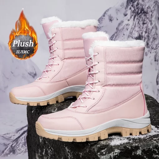 I2g7Women s Boots Winter Plush Snow Boots Outdoor Anti Slip Hiking Shoes Women s Warm And