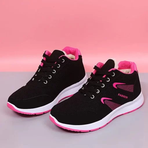 I9WlPlatform Sneakers Winter Women Warm Plush Mesh shoes Autumn Woman Outerdoor Fashion Black Student Shoes 1552