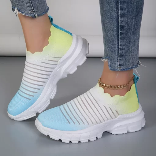 LTeILucyever Fashion Mixed Color Women Sport Sneaker 2023 Plus Size Slip On Platform Sneakers Woman New