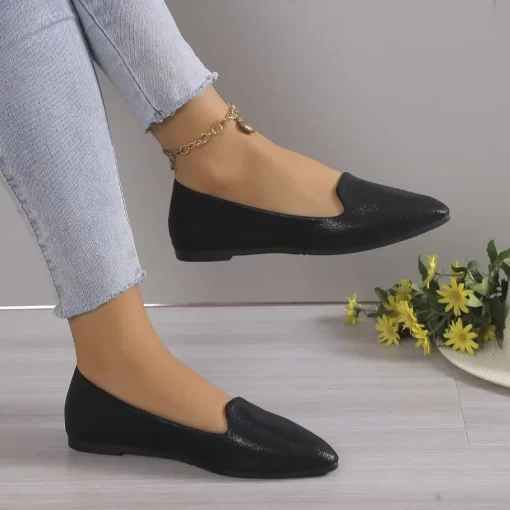 LcI72024 Fashion Slip on Loafers Breathable Stretch Ballet Shallow Flats Women Soft Bottom Pointed Toe Boat