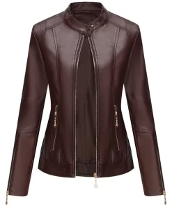 Ns9tNew Fashion Women s Leather Jacket Autumn Winter PU Leathers Short Coat Casual Slim Fit Faux