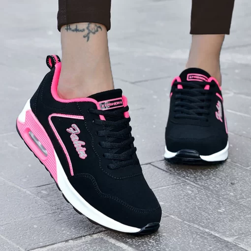 Q16NWomen Running Shoes Breathable Outdoor Sports Casual Shoes Light Air Cushion Walking Shoes Sneakers Female Tenis