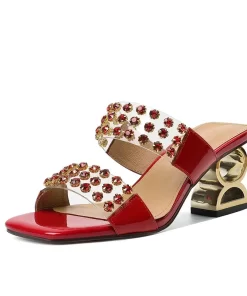 RMn62023 New Hot Glitter Mesh Women Sandals Summer Fashion Outdoor Peep Toe Casual Beach Slippers Thick