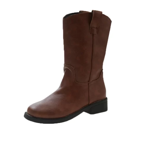 SO2U2023 Brand Shoes for Women Sleeve Women s Boots Winter Round Toe Solid Middle Barrel Fashion