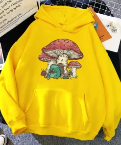 SPucCute Featuring A Mushroom House And A Frog Women Sweatshirt Hip Hop O Neck Hoody Fleece