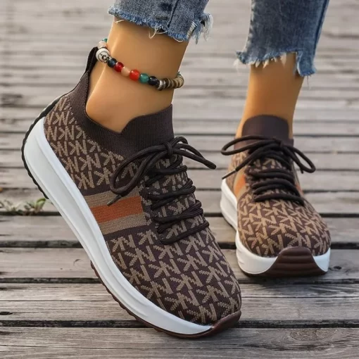 ShIG2023 Women Wedges Sneakers Lace Up Breathable Sports Shoes Casual Platform Female Footwear Ladies Vulcanized Shoes