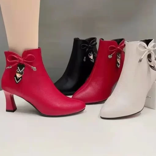 WfYw2023 high heeled boots female spring and autumn single boots new women s shoes zip white