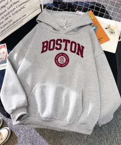 X0uRBoston City Us Founded In 1630 Hoodies Women Warm Comfortable Pullovers Fashion Casual Female Hooded Basic