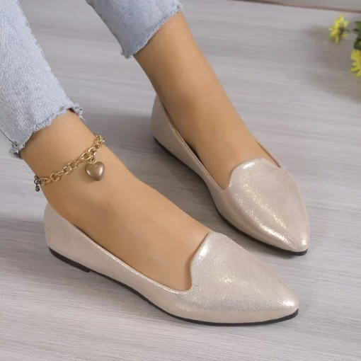 XDsk2024 Fashion Slip on Loafers Breathable Stretch Ballet Shallow Flats Women Soft Bottom Pointed Toe Boat