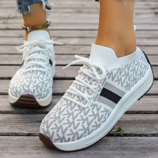 ap402023 Women Wedges Sneakers Lace Up Breathable Sports Shoes Casual Platform Female Footwear Ladies Vulcanized Shoes
