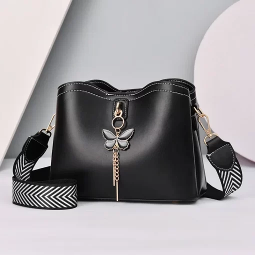 bESK2023 Women White Handbag New Designer Butterfly Tassel PU Leather Messenger Bags Ladies Crossbody Female Tote