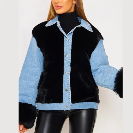 dmIX2023 Women denim Coat Jackets Autumn Winter outwear Patchwork Single Breasted Thick Warm Denim Coat for