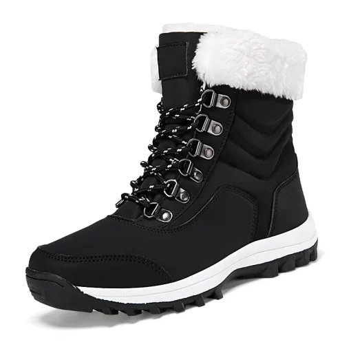 eGwvSuper Warm Women Snow Boots Mid Calf Women Winter Shoes With Fur Warterproof Fur Boots Bottes