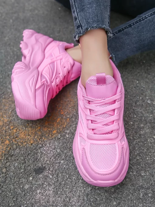 gWhkBarbie Pink Women s Shoes Sports Shoes Light Thick Sole Heightening Casual Shoes Wheat Ear Flower