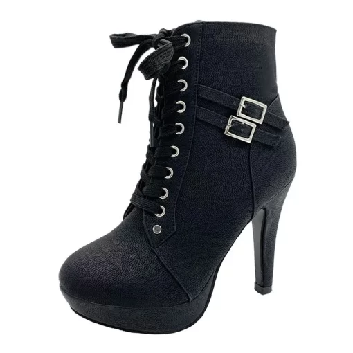 qyaFAutumn Women Shoes High Heel Platform Boots for Women Fashion Lace Up Heeled Women s Ankle