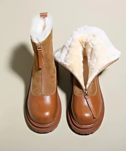 s3cq2023 Warm Plush Boots Women Winter Shoes Chelsea Suede Platform Casual Women Ankle Boots Round Toe