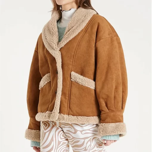 tb5XAYUALIN Boho Woolen Coat Outwear Casual Long Sleeve Suede Coat for Women Vintage Deep V Big