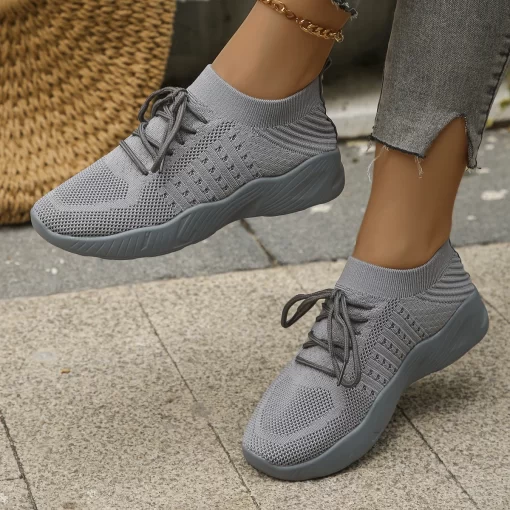 tkrJComfortable Breathable Knitted Sports Shoes for Women 2024 Spring New Plus Size Low Cut Flat Casual