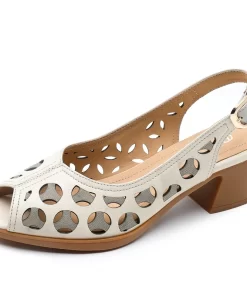 wqfoGKTINOO 2023 Summer Shoes Woman Open Toe Women Genuine Leather High Heel Sandals Casual Hollow Sandals