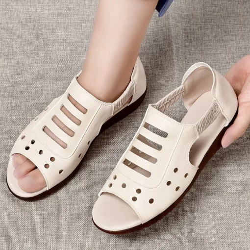 zBfU2022 Fashion summer slides women s breathable leather flats lager size 41 42 classic daily oxford