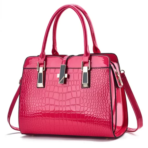 03tSFashion Bright Leather Women S Handbag Large Capacity Crocodile Pattern One Shoulder Messenger Bag High End