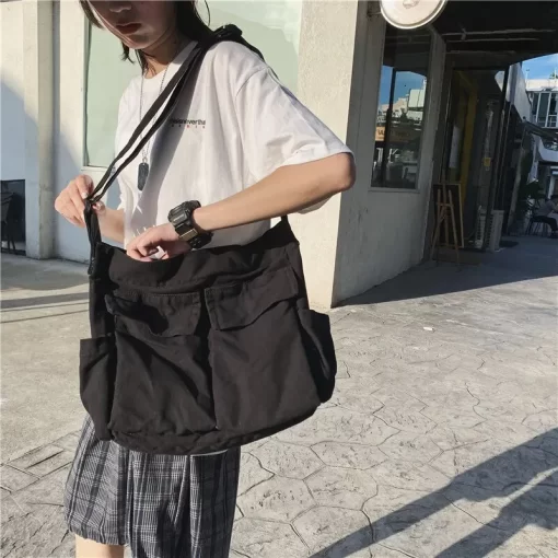 0iORWomen Vintage Handbag Canvas Teenager Shoulder Tote Bags Messenger Bags Ladies Casual Handbag Crossbody Purse