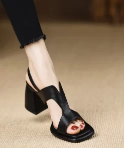 14gHFHANCHU 2023 Women Platform Sandals High Heeled Summer Shoes Peep Toe Slip On Europea Style 34