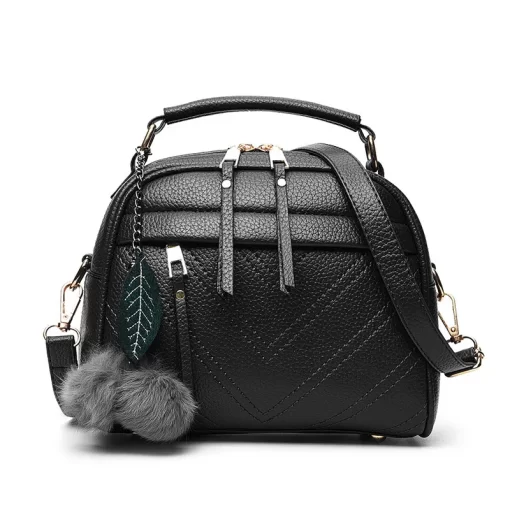 2H06Yogodlns Luxury Embroidery thread Handbag Female PU Leather Shoulder Bag Hair Ball Crossbody Bag Trendy New