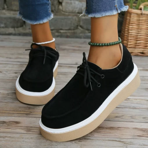 34QaLarge Size 43 Women s Comfort Breathable Suede Sneakers Ladies Low Top Thick Sole Casual Sports