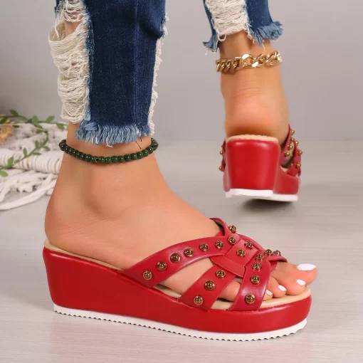 4DYoWomen s stylish wedge sandals 2022 summer new sponge bottom fish mouth slippers wear waterproof platform