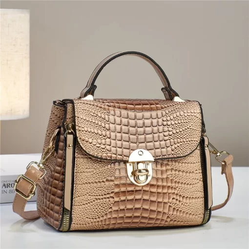 4JziCommuting Crocodile Pattern Leather Handbag 2024 High Quality Women s Shoulder Bags Fashion Crossbody Luxury Designer