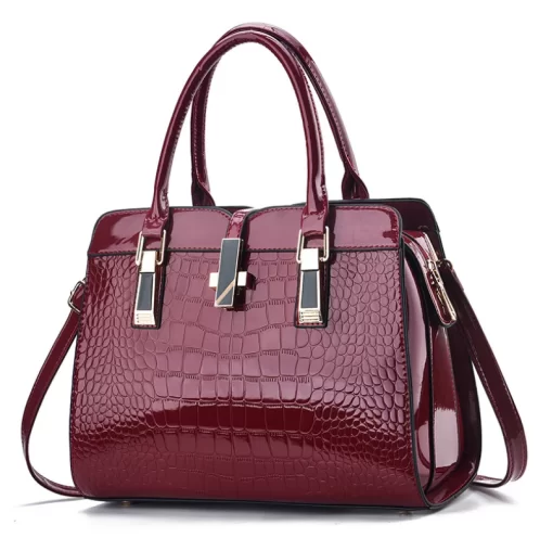 4Q4iFashion Bright Leather Women S Handbag Large Capacity Crocodile Pattern One Shoulder Messenger Bag High End
