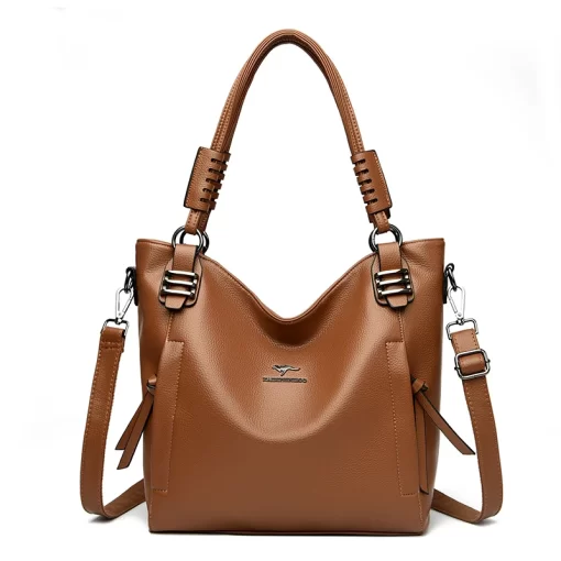 4lnZLuxury Soft Genuine Leather Handbag Fashion Women Shoulder Messenger Bag Solid Color Cowhide Tote Fashion Female