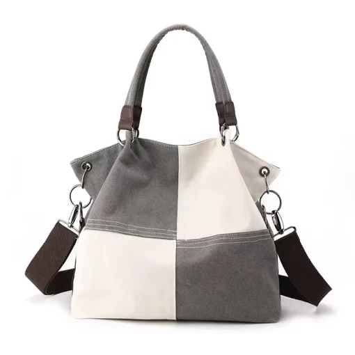 4yS4Canvas Women s Bag Splicing Tote Bag Large Capacity Handbag Fashion Lady Shoulder Bag Messenger Bag