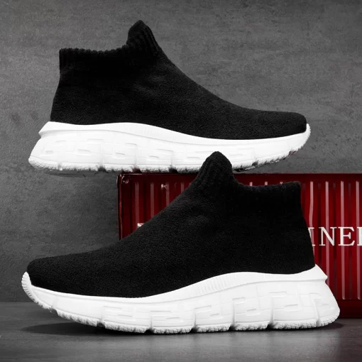 5B6YWomens Sneakers New Slip On High Tops Women Sneakers Brand Fashion Breathable Men City Leisure Sock