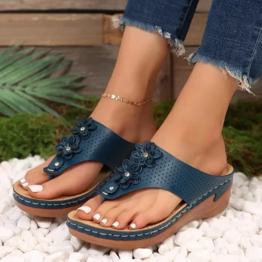 5sQnWomen Platform Sandals Beach Casual Wedges Flip Flops Premium Orthopedic Open Toe Big Toe Anti slip