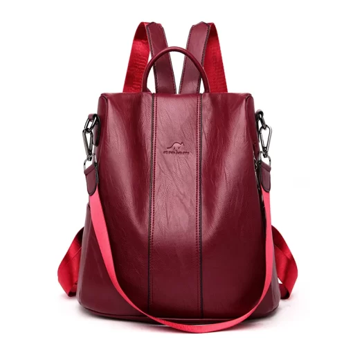 6DwIAnti theft leather backpack women vintage shoulder bag ladies high capacity travel backpack school bags girls