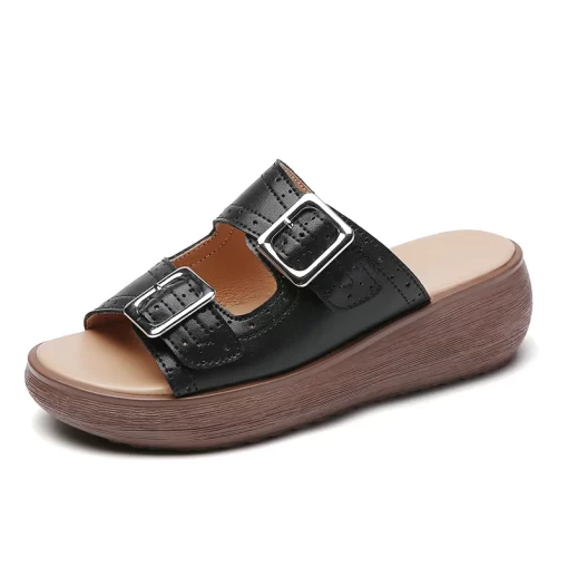6zQh2023 Woman Slippers Summer Platform Ladies Wedges Peep Toe Slides Female Solid Women Casual Outdoor Shoes