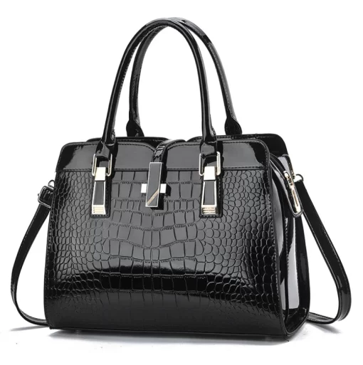7GExFashion Bright Leather Women S Handbag Large Capacity Crocodile Pattern One Shoulder Messenger Bag High End