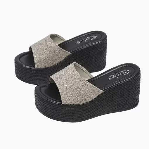 81YEWedge Women s Slippers 2023 Summer Plus Size Female Shoes New Concise Peep Toe Platform Women