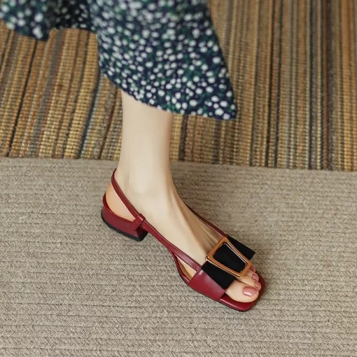 8xOPCasual Low Heels Back Strap Summer Women Sandals 2023 Comfortable Ladies Mix Color Peep Toes Women