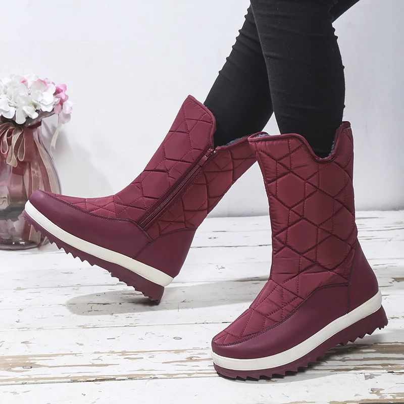 A601Women Boots Non slip Waterproof Winter Ankle Snow Boots Platform Winter Women Shoes with Thick Fur