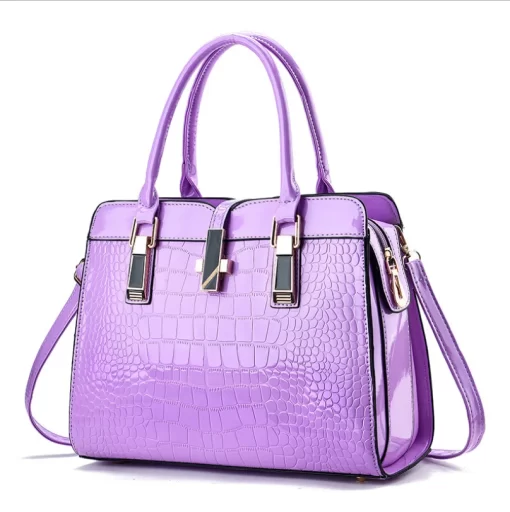 AkHOFashion Bright Leather Women S Handbag Large Capacity Crocodile Pattern One Shoulder Messenger Bag High End