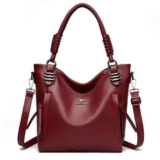 AtmxLuxury Soft Genuine Leather Handbag Fashion Women Shoulder Messenger Bag Solid Color Cowhide Tote Fashion Female