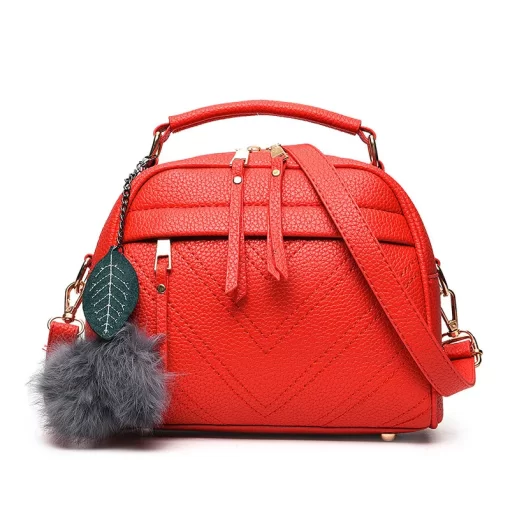 B3jOYogodlns Luxury Embroidery thread Handbag Female PU Leather Shoulder Bag Hair Ball Crossbody Bag Trendy New