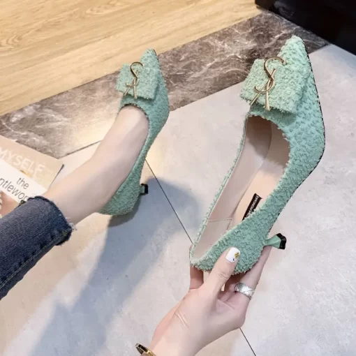BIkhSpring New Network Red Wind Thin Heel Shallow Mouth Pointed Toe Single Shoes French Girls High