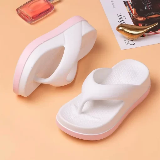 BiXVwomen s flip flops summer outdoor and indoor thick soled sandals 5cm increase height slippers for