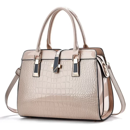 DihRFashion Bright Leather Women S Handbag Large Capacity Crocodile Pattern One Shoulder Messenger Bag High End